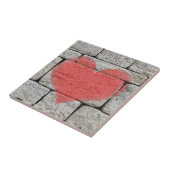 Red Graffiti Heart op Stone Wall Tegeltje (Zijkant)