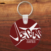 Red Graffiti Jesus bewaart Sleutelhanger (Voorkant)