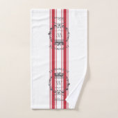 Red Grain Sack Stripe  Family Crest Bad Handdoek (Handdoek)