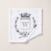 Red Grain Sack Stripe  Family Crest Bad Handdoek (Wasdoekje)
