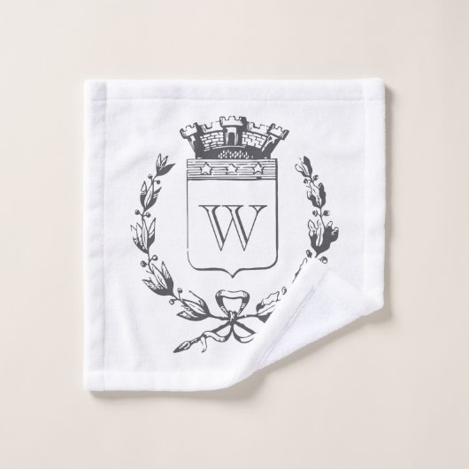 Red Grain Sack Stripe  Family Crest Bad Handdoek (Wasdoekje)