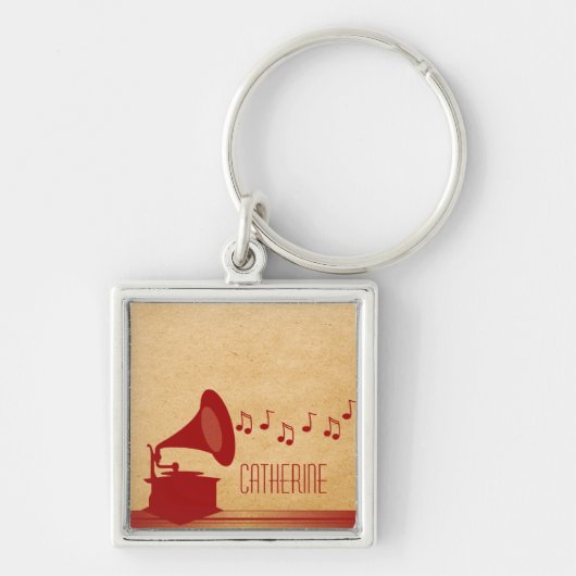 Red  Gramophone Premium Sleutelhanger (Voorkant)