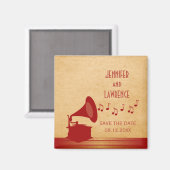 Red  Gramophone Save the Date Magnet (Voorkant / Achterkant)