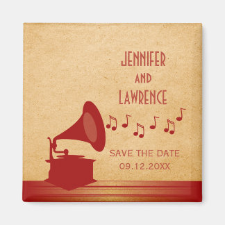 Red  Gramophone Save the Date Magnet