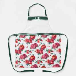 Red Granaatappel Orchard All-Over Print Monogram Schort