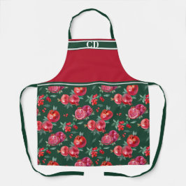 Red Granaatappel Orchard All-Over Print Monogram Schort