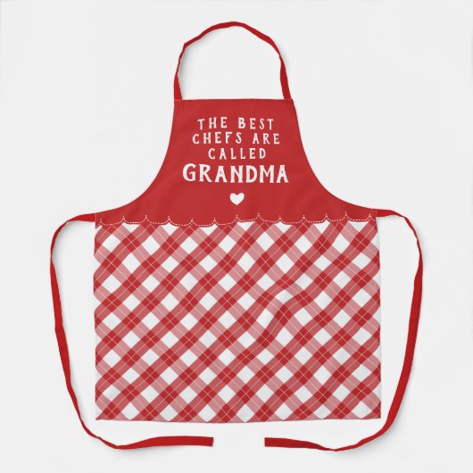Red Grandma Best Chef Heart & Play Schort (Voorkant)