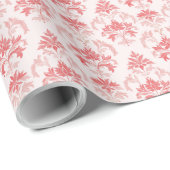 Red  Grandmillennial Christmas Damask Cadeaupapier (Rol Hoek)