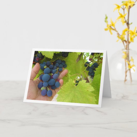 Red Grape Bunch in hand Kaart (Gele Bloem)
