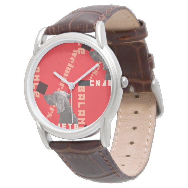 RED GRAPHIC WEIM mannen horloge bruin leer (Gekanteld)