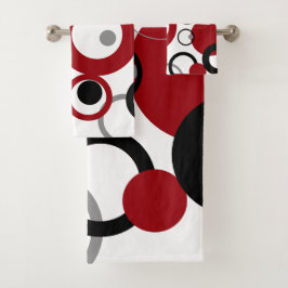 Red, Gray and Black Dots Bad Handdoek