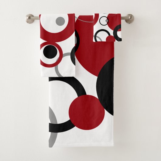 Red, Gray and Black Dots Bad Handdoek (Insitu)