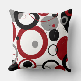 Red, Gray and Black Dots Kussen