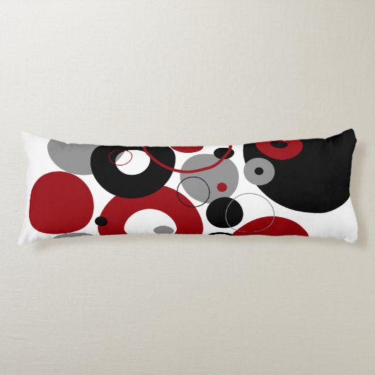 Red, Gray and Black Dots Lichaamskussen (Voorkant)