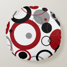 Red, Gray and Black Dots Rond Kussen