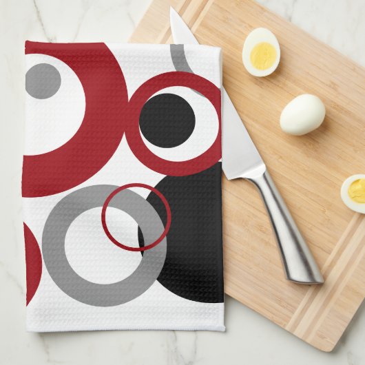 Red, Gray and Black Dots Theedoek (Quarter Fold)