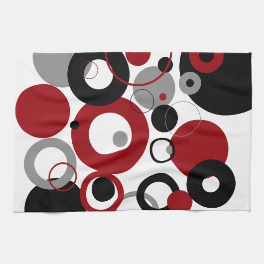 Red, Gray and Black Dots Theedoek (Horizontaal)