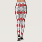 Red Gray Argyle Pattern Leggings (Achterkant)