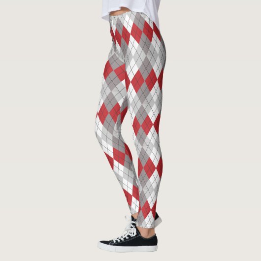 Red Gray Argyle Pattern Leggings (Links)