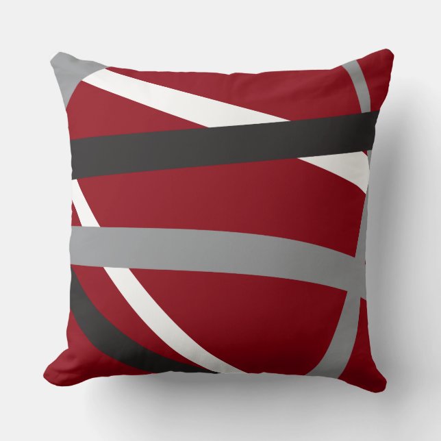 RED GRAY BLACK STRIPES DESIGN Retro Sierkussen (Voorkant)