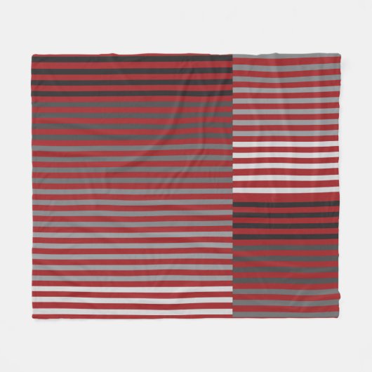 Red, Gray, Black, White Stripes Fleece Deken (Voorkant (Horizontaal))