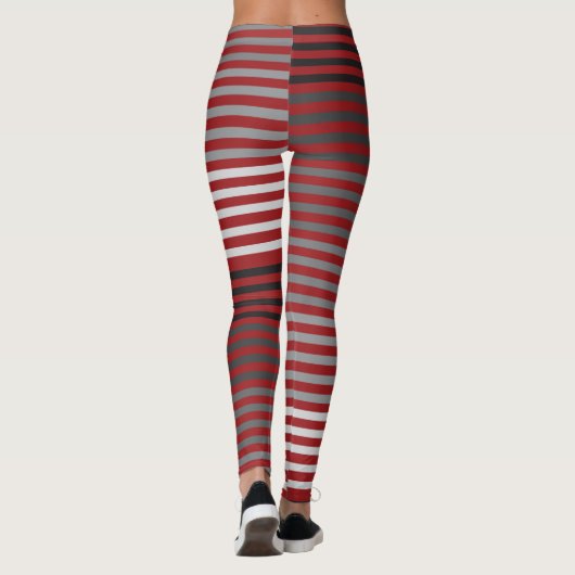 Red, Gray, Black, White Stripes Leggings (Achterkant)