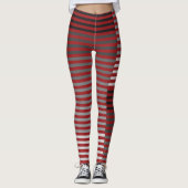 Red, Gray, Black, White Stripes Leggings (Voorkant)