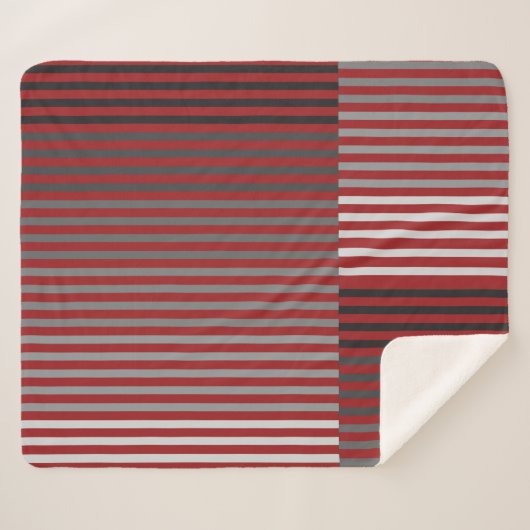 Red, Gray, Black, White Stripes Sherpa Deken (Voorkant (horizontaal))