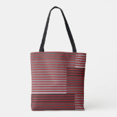 Red, Gray, Black, White Stripes Tote Bag (Achterkant)
