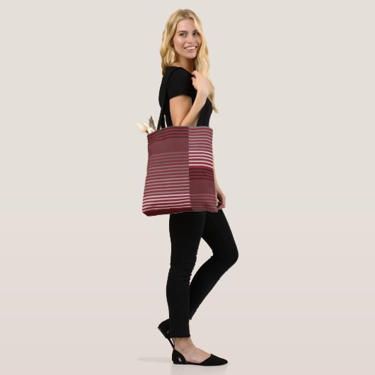 Red, Gray, Black, White Stripes Tote Bag (Op model)