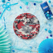 Red Gray Camouflage Patroon Papieren Bordje (Feest)