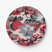 Red Gray Camouflage Patroon Papieren Bordje (Voorkant)