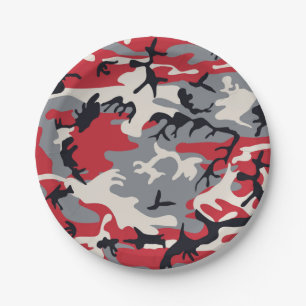Red Gray Camouflage Patroon Papieren Bordje