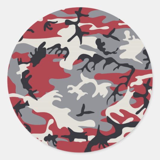 Red Gray Camouflage Patroon Ronde Sticker (Voorkant)