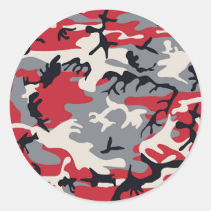 Red Gray Camouflage Patroon Ronde Sticker