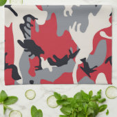 Red Gray Camouflage Patroon Theedoek (Gevouwen)