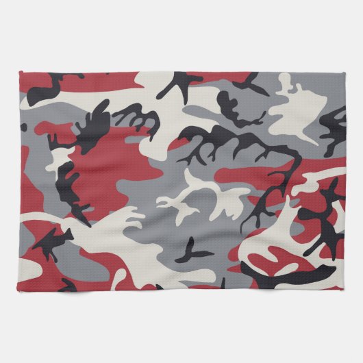 Red Gray Camouflage Patroon Theedoek (Horizontaal)