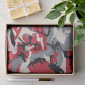 Red Gray Camouflage Patroon Tissuepapier (Geschenk)