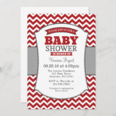 Red Gray Chevron Baby shower Kaart (Voorkant / Achterkant)