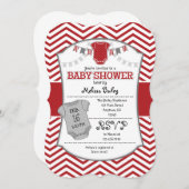Red Gray Chevron Baby shower Kaart (Voorkant / Achterkant)