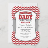 Red Gray Chevron Baby shower Kaart (Voorkant)