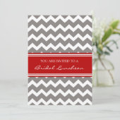 Red Gray Chevron Bridal Lunch Invitation Cards Kaart (Staand voorkant)