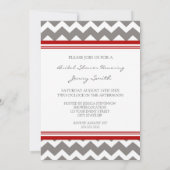 Red Gray Chevron Bridal-showkaarten Kaart (Achterkant)