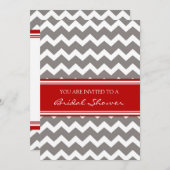 Red Gray Chevron Bridal-showkaarten Kaart (Voorkant / Achterkant)
