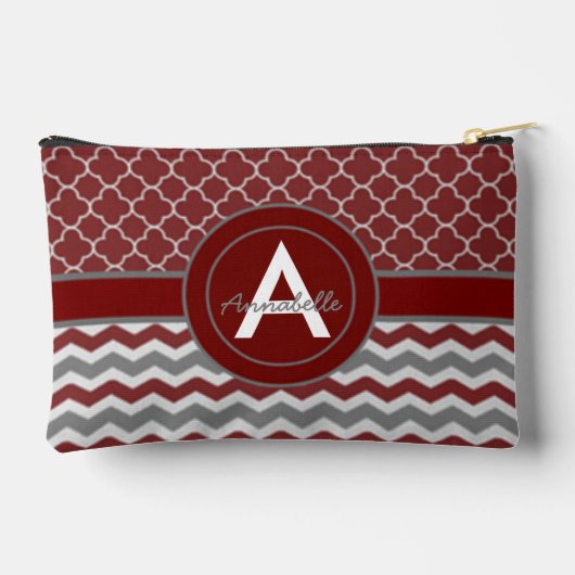 Red Gray Chevron Quatrefoil Etui (Achterkant)
