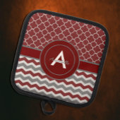 Red Gray Chevron Quatrefoil Pannenlap