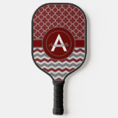 Red Gray Chevron Quatrefoil Pickleball Paddle (Achterkant)