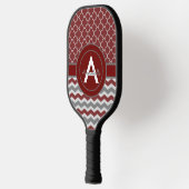 Red Gray Chevron Quatrefoil Pickleball Paddle (Links)
