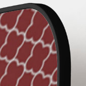 Red Gray Chevron Quatrefoil Pickleball Paddle (Links Detail)