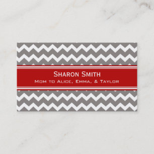 Red Gray Chevron Retro mam die kaarten oproept Contactkaartje